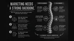 Infographic of a spine to show a strong marketing backbone black and white